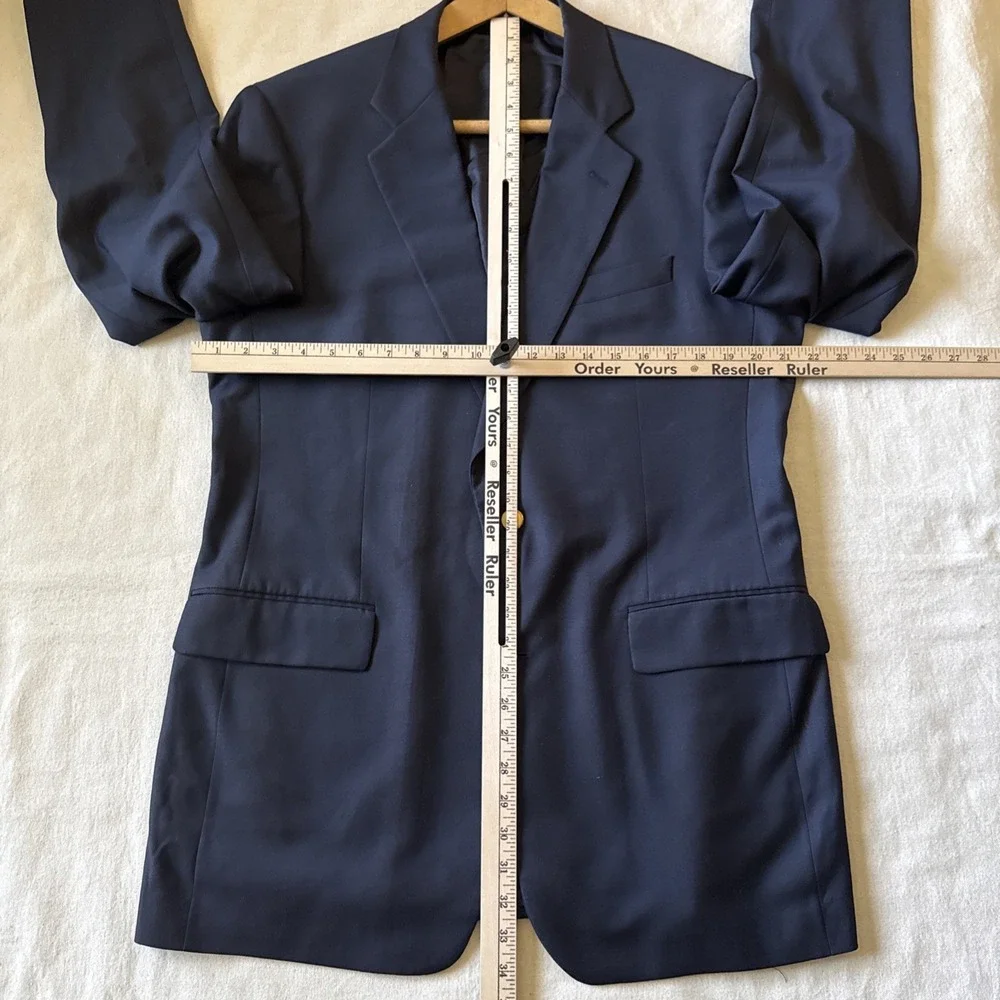 BROOKS BROTHERS Country Club Navy Gold Button Blazer 42L Loro Piana Super 120s